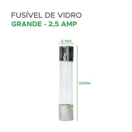 100x Fusível De Vidro 6x30 Grande 2,5 Amp - Green