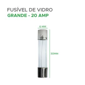 100x Fusível De Vidro 6x30 Grande 20 Amp - Green