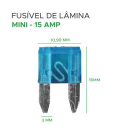 25x Fusível Automotivo Lâmina Mini 15 Amp Azul - Green