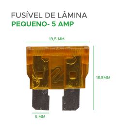 25x Fusível Automotivo Lâmina Pequeno 5 Amp Laranja - Green