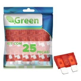 25x Fusível Lâmina 10Amp Automotivo Pequeno Vermelho - Green