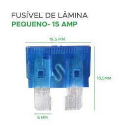 25x Fusível Lâmina 15Amp Automotivo Pequeno Azul - Green
