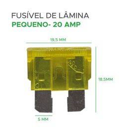 25x Fusível Lâmina 20Amp Automotivo Pequeno Amarelo - Green
