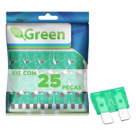 25x Fusível Lâmina 30Amp Automotivo Pequeno Verde - Green