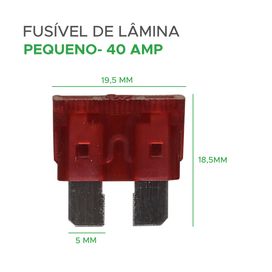 25x Fusível Automotivo Lâmina Pequeno 40 Amp Vermelho - Green