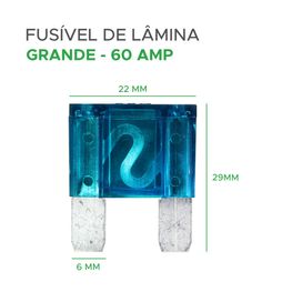 10X Fusível Automotivo Lâmina Grande 60 Amp Azul - Green