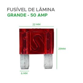 10x Fusível Automotivo Lâmina Grande 50 Amp Vermelho - Green
