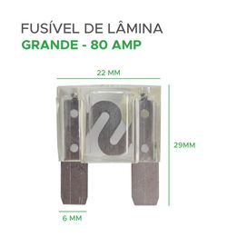 10x Fusível Automotivo Lâmina Grande 80 Amp Branco - Green