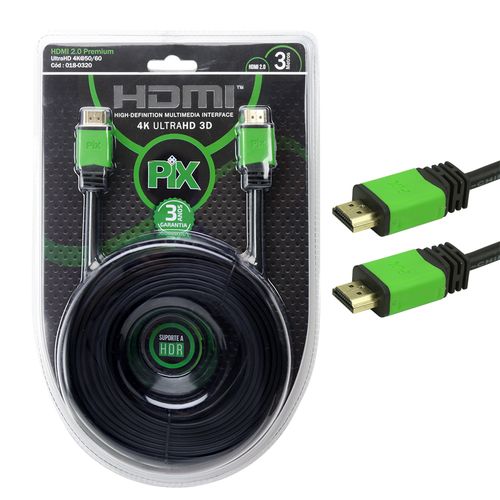 Cabo Hdmi 2.0 UltraHD 4k 3d 3 metros 19 Pinos - PIX