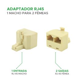 10x Conector Duplicador Cabo De Rede Rj45 2 Fêmea X 1 Macho