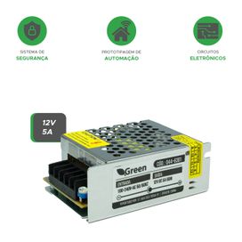 Fonte Chaveada Metal 12V 5A - 60W Bivolt