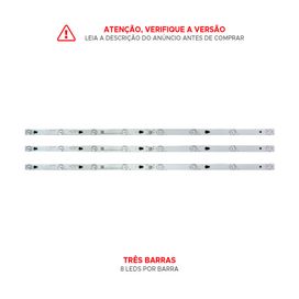 Kit 3 Barras De Led Compatível TCL L39s4900fs L39s4900 8 Leds - ChipSCE