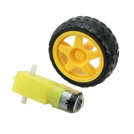 Motor Dc 3-6v Com Caixa De Redução E Eixo Duplo + Roda 68mm - RoXo