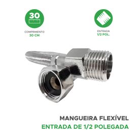 Mangueira Engate Flexível Aço Inox C/ Entrada 1/2 Polegada