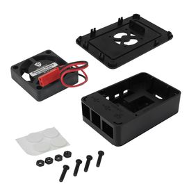 Case Plástico Para Raspberry Pi 4B Com Ventoinha Preto - RoXo