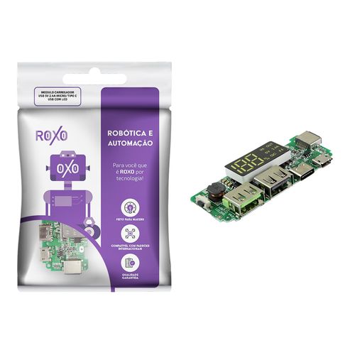 Módulo Carregador USB 5V 2.4A Micro USB/Tipo C Com LED - RoXo