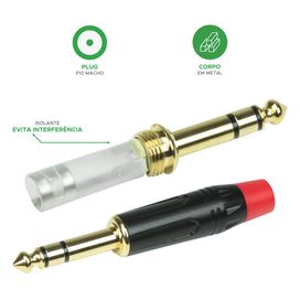 Plug P10 Estéreo Premium Profissional Black Series - PIX