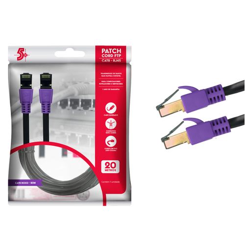 Cabo de Rede Blindado Rj45 Cat8 2000mhz 40gbps 20 Metros - 5+