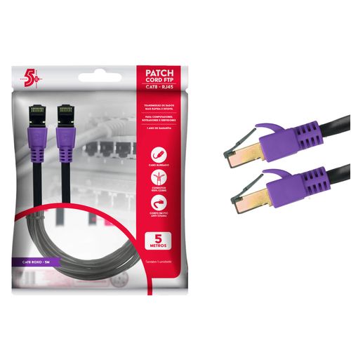 Cabo de Rede Blindado Rj45 Cat8 2000mhz 40gbps 5 Metros - 5+