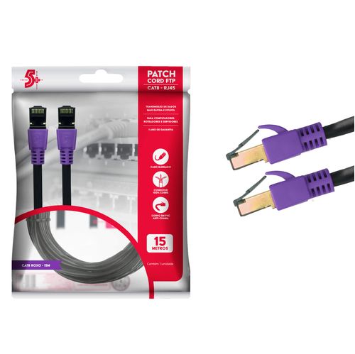 Cabo de Rede Blindado Rj45 Cat8 2000mhz 40gbps 15 Metros - 5+