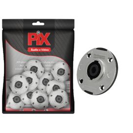 10x Jack Fêmea Speakon 4 Polos Metálico Para Painel - PIX