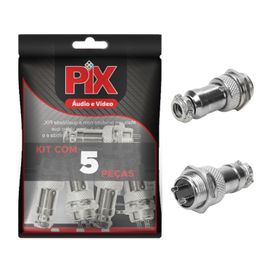 5x Conjunto Plug Conector Mike Kit Macho e Fêmea 2 Pinos - PIX