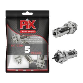 5x Conjunto Plug Conector Mike Kit Macho e Fêmea 3 Pinos - PIX