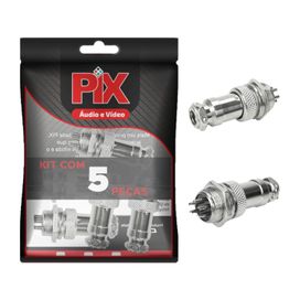 5x Conjunto Plug Conector Mike Kit Macho e Fêmea 5 Pinos - PIX