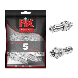 5x Conjunto Plug Conector Mike Kit Macho e Fêmea 8 Pinos - ChipSCE