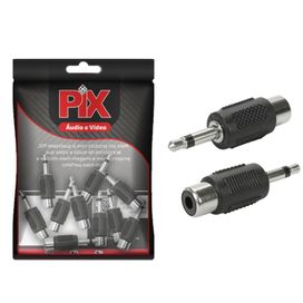 10x Adaptador P2 Mono Macho Para 1 Rca Mono Fêmea - PIX