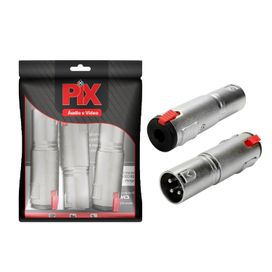 3x Adaptador Cannon Xlr Macho para Jack P10 Fêmea Com Trava - PIX