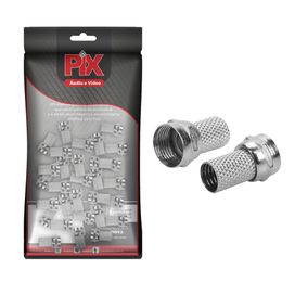 100x Conector F Rg-6 Rosca Para Cabo Coaxial - PIX