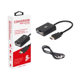 Conversor Adaptador Hdmi Para Vga Com Saída P2 De Áudio Com Cabo - 5+