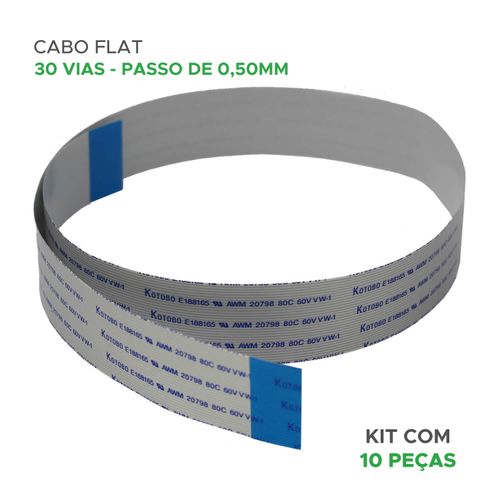 10x Cabo Flat 30 vias x 35cm Passo de 0,50mm Invertido - ChipSCE