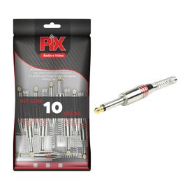 10x Plug P10 Mono Vermelho Premium Série Metal - PIX