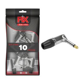 10x Plug P10 Mono Profissional Série 90 Graus - PIX