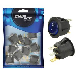 10x Chave Gangorra Redonda Kcd1-106n Com Neon Azul - ChipSCE
