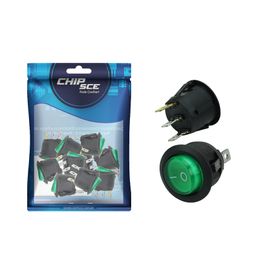 10x Chave Gangorra Redonda Kcd1-106n Com Neon Verde - ChipSCE