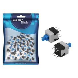 50x Chave Push Button 6 Polos Sem Trava 8mm - Alta Qualidade