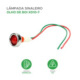 10x Lâmpada Sinaleiro Olho de Boi Xd10-7 / 12v - Vermelho
