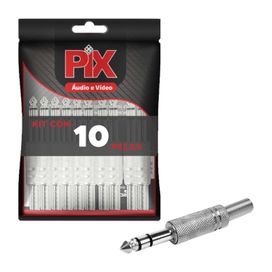 10x Plug P10 Estéreo Premium Profissional Série Níquel Mola