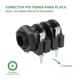 10x Jack J10/P10 Fêmea Mono Painel Placa Circuito Fechado