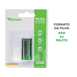 Pilha Recarregável Aaa Palito 1000mah Green Blister C/2 Unid