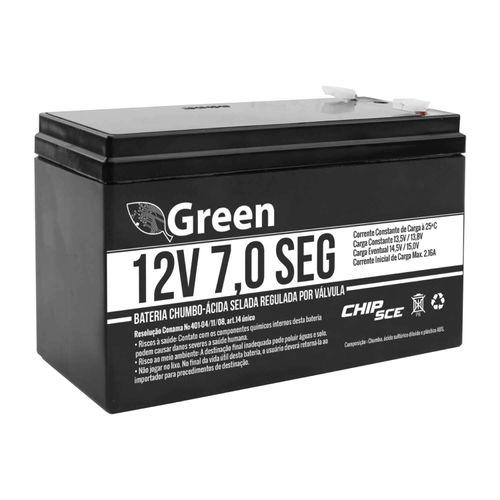 Bateria Selada 12v 7 Ampères Seg Premium - Green