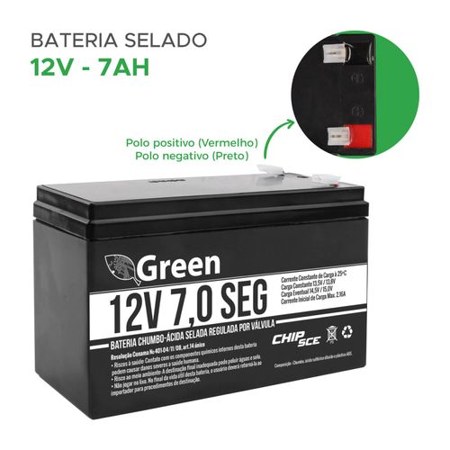 Bateria Selada 12v 7 Ampères Seg Premium - Green