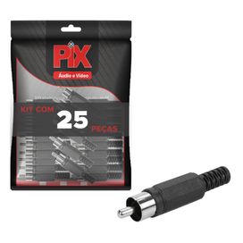 25x Plug Rca Macho Ponta Níquel - PIX