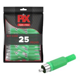 25x Plug Rca Macho Ponta Níquel - PIX
