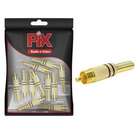 10x Plug Rca Gold 24k Linha Profissional 4mm - Original PIX