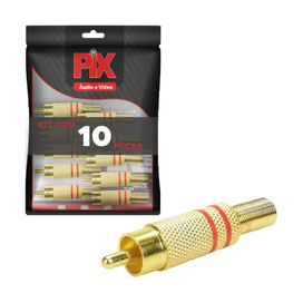 10x Plug Rca Gold 24k Linha Profissional 4mm - Original PIX