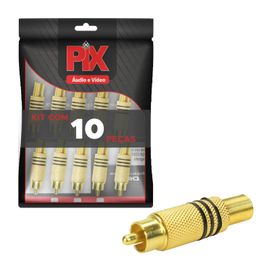 10x Plug Rca Gold 24k Linha Profissional 6mm - PIX